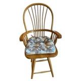 Pair of Oak Bar Stools with Seat Cushions