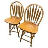 Pair of Oak Kitchen Bar Stools