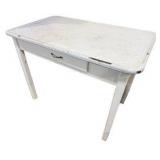 Vintage White Wooden Writing Desk with Center Drawer