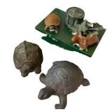 Turtle Statues/Figurines, Green Painted Stool & Green Marble Coasters