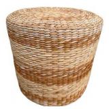 Round Wicker Ottoman & Wicker Basket