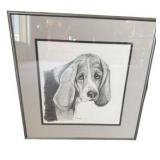 Framed Beagle Pencil Sketch