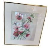 Beautiful Pink & White Floral Framed Watercolor