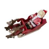 Wooden Christmas Sleigh With Vintage Santa