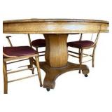Antique Round Pedestal Dining Table & Four Chairs