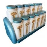 Vintage Griffith's Laboratories Milk Glass Spice Jars on Stand