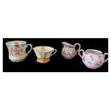 Vintage Pink Creamer & Sugar Set and Two Mustache Coffee Cups