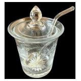 Vintage Condiment Dish, Condiment Jar & Small Glass Basket