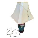 Burgundy and Green Painted Porcelain Table Lamp