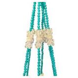 Vintage Blue & Clear Beaded Hanging Planter Holder