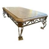 Stone Tile Top & Wrought Iron Coffee Table