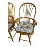 Pair of Oak Bar Stools with Seat Cushions