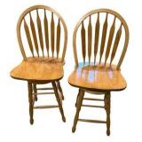 Pair of Oak Kitchen Bar Stools