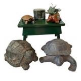 Turtle Statues/Figurines, Green Painted Stool & Green Marble Coasters