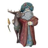 Three Santa Figurines - Gold, Reds & Greens