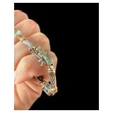 Vintage Twisted Cable Renaissance Revival Style Blue Topaz Bracelet & Earrings