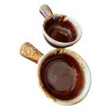 Set of 4 McCoy Brown Bowls and Vintage Brown Ceramic Bean Pot