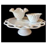 Set of Three Milk Glass Dishes