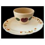 Watt Ovenware Mixing Bowl, Hall Autumn Leaf Platter & Black Glass Bowl