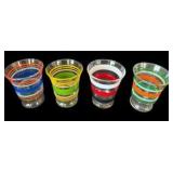 Vintage Multicolored Stripped Juice Cups