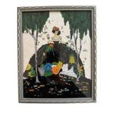 Mid Century Decorative Reverse Glass Framed Painting