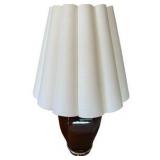 Brown Ceramic Lamp with Wavy Lamp Shade