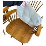 Pair of Oak Bar Stools with Seat Cushions