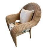 Pair of Outdoor Brown Resin Wicker Chairs