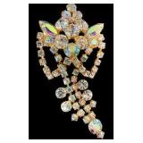 Rhinestone Chandelier Style Brooch & Earring Set
