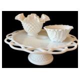 Set of Three Milk Glass Dishes