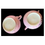 Vintage Pink Creamer & Sugar Set and Two Mustache Coffee Cups