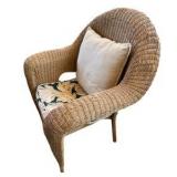 Pair of Outdoor Brown Resin Wicker Chairs