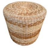 Round Wicker Ottoman & Wicker Basket