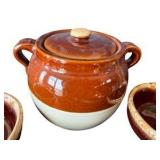 Set of 4 McCoy Brown Bowls and Vintage Brown Ceramic Bean Pot