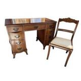Vintage Mahogany Kneehole Desk & Chair