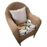 Pair of Outdoor Brown Resin Wicker Chairs