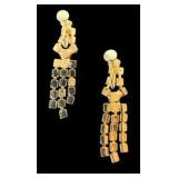 Rhinestone Chandelier Style Brooch & Earring Set