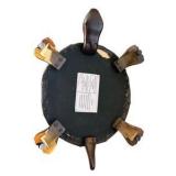 Vintage Hand Carved Wood & Leather Turtle Ottoman Stool