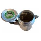 Antique Enamelware Percolator Coffee Pot Featuring A Uranium Glass Knob