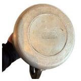 Antique Enamelware Percolator Coffee Pot Featuring A Uranium Glass Knob