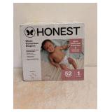 NEW HONEST CLEAN CONSCIOUS DIAPERS SIZE 1 52 CT