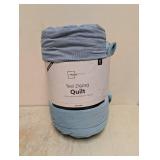 NEW MAINSTAYS TEAL ZIGZAG REVERSIBLE QUILT KING SIZE