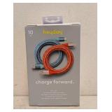 NEW HAYDAY 10FT. CHARGING CABLES FOR IPHONE/IPAD 2PK