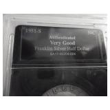 1951 S Franklin Half Dollar In A Holder