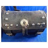Vintage Leather Motorcycle Saddlebags and Tool Bag