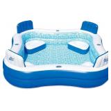 Blue Wave Premier Family Inflatable Pool with Seats – 88-in x 88-in x 26-in Four-Seater Pool for Backyard Fun – Durable 4-Person Inflatable Pool with Cover, Drain Plug & Repair Patch