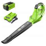Greenworks 40V Leaf Blower/Sweeper, 150 MPH / 135 CFM, Lightweight, Quiet, with 2.0 Ah Battery and Charger, Perfect for Residential Lawn Care, Leaf Blowing Debris, Dust, Light Snow, and More