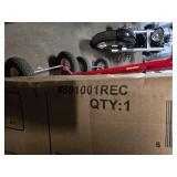 Sun-Ray Rectangular Patio Umbrella 6.6ft by 10ft with 22 Solar Powered LED Lights, Push-Button Tilt and Hand Crank Lift, Solar Umbrella with Solution Dyed Taupe Fabric for Porch, Deck, and Patio