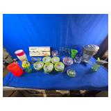 Assorted Dishware, Specialty Glasses, New Bowls, Ice Bin Etc.