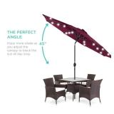 Solar LED Lighted Patio Umbrella w/ Tilt Adjustment, UV-Resistant - 10ft